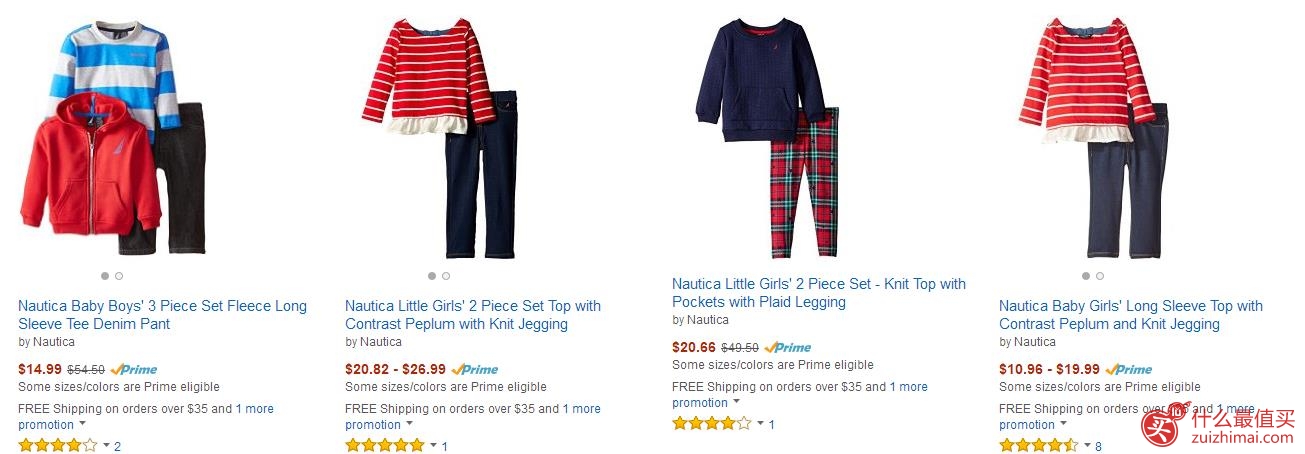 Amazon美国亚马逊12月优惠码 精选Nautica诺帝卡男女童套装低至3折+额外8折 网络周热卖！